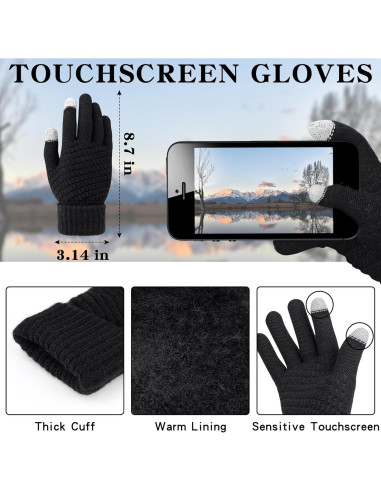 Conjunto de Invierno LOROME: Gorro, Bufanda y Guantes Táctiles