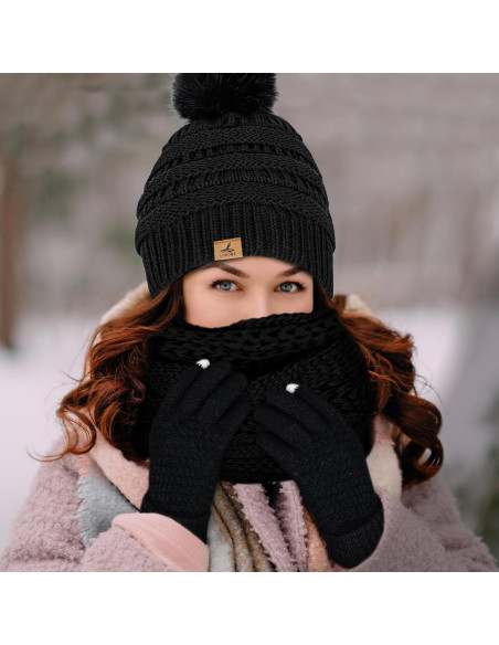 Conjunto de Invierno LOROME: Gorro, Bufanda y Guantes Táctiles