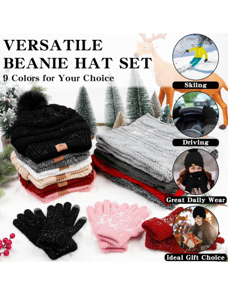 Conjunto de Invierno LOROME: Gorro, Bufanda y Guantes Táctiles