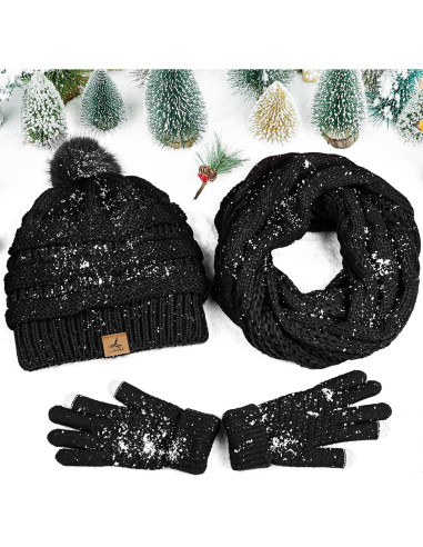 Conjunto de Invierno LOROME: Gorro, Bufanda y Guantes Táctiles