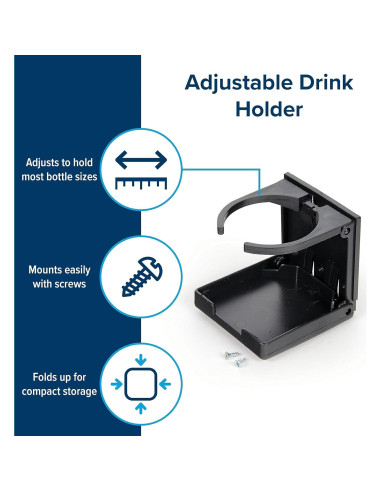 Soporte para Bebidas Ajustable Camco 44044 - Negro - Para RV y Autos
