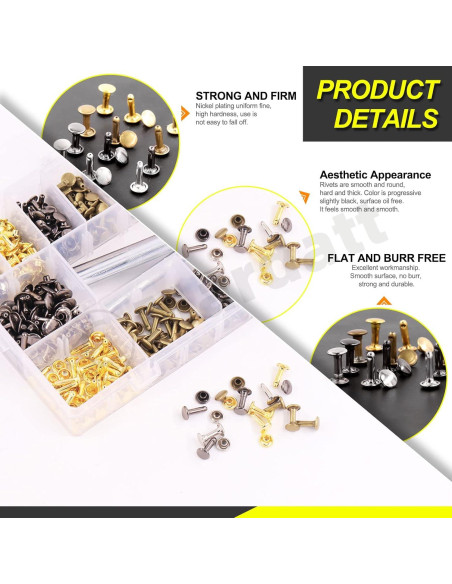 Kit de Remaches de Doble Cabeza Mardatt 360 Piezas 3 Tamaños