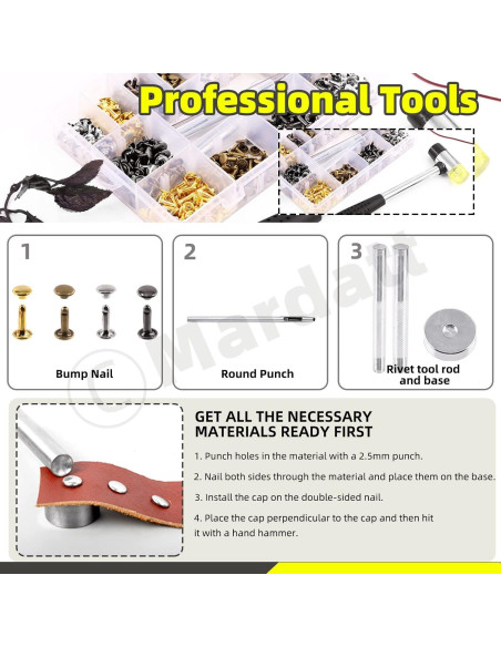 Kit de Remaches de Doble Cabeza Mardatt 360 Piezas 3 Tamaños