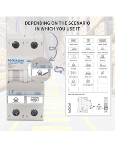 Interruptor Automático DC 250V 10A Mollom MCB 2 Polo 2