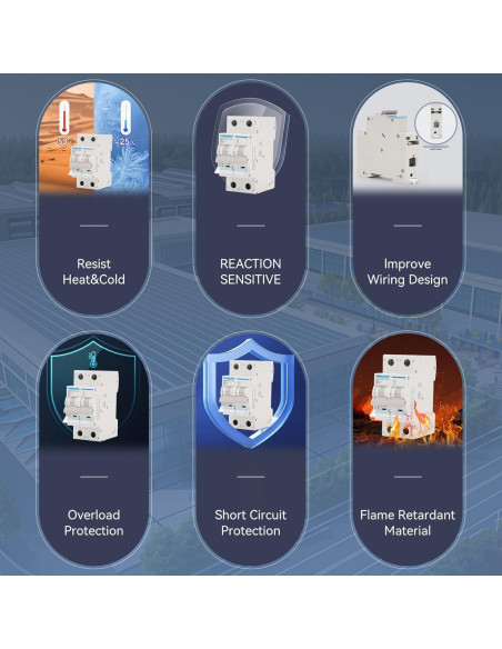 Interruptor Automático DC 250V 10A Mollom MCB 2 Polo