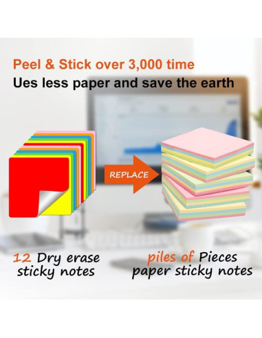 Notas Adhesivas Borrables MVISUAL 10x10 cm y 12.7x17.8 cm