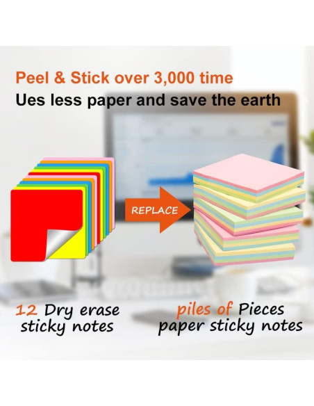 Notas Adhesivas Borrables MVISUAL 10x10 cm y 12.7x17.8 cm