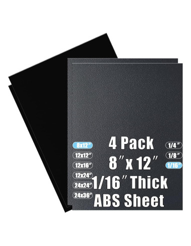Hoja de Plástico ABS 0.16 cm 8" x 12" - Paquete de 4