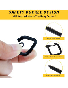 Ganchos de Tornillo en Taza CADONO 30 PCS Negro 5.6 cm 2