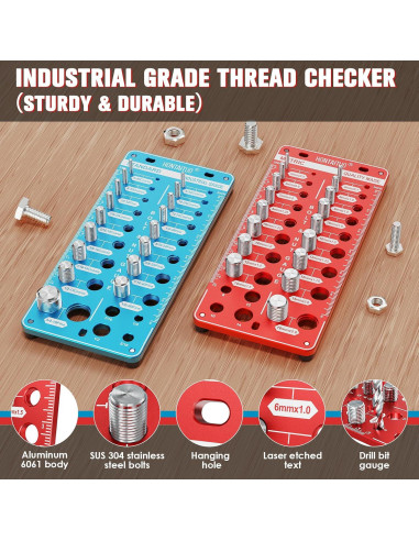 Comprobador de Roscas de Tuerca y Tornillo HONTAITUO 42 Tamaños