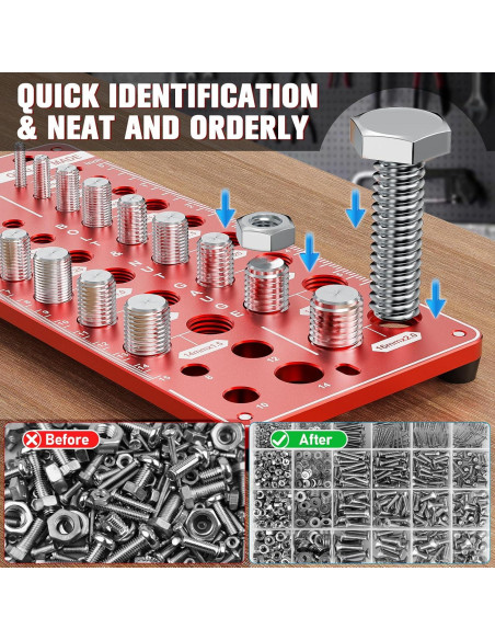 Comprobador de Roscas de Tuerca y Tornillo HONTAITUO 42 Tamaños Comprobador de Roscas de Tuerca y Tornillo HONTAITUO 42 Tamaños