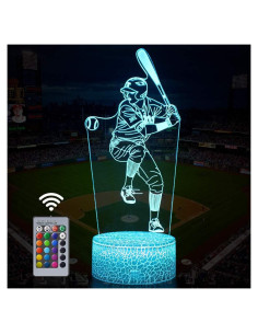 Lámpara 3D Hombre Béisbol SEVEN LADY Luz Nocturna USB