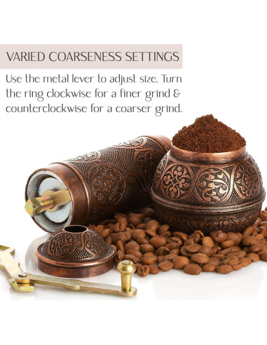 Molino de Café Manual Crystalia Cobre Antiguo Ajustable