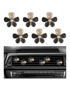 6 Clips de Ventilación de Aire MUQIDA Flor Margarita Negro