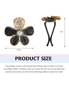 6 Clips de Ventilación de Aire MUQIDA Flor Margarita Negro 2