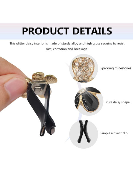 6 Clips de Ventilación de Aire MUQIDA Flor Margarita Negro