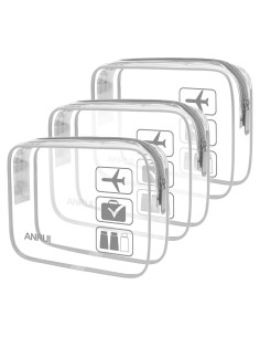 Bolsas de Maquillaje ANRUI Transparentes Aprobadas por TSA 3 Pack