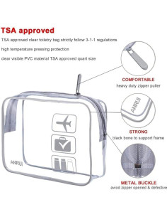 Bolsas de Maquillaje ANRUI Transparentes Aprobadas por TSA 3 Pack 2