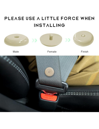 10 Botones de Parada de Cinturón de Seguridad FSTURIOS Beige