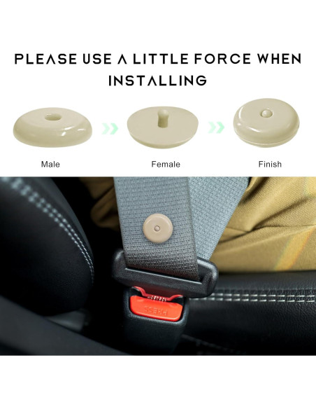 10 Botones de Parada de Cinturón de Seguridad FSTURIOS Beige