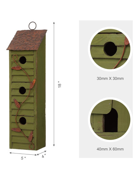 Casa de Aves Colgante Glitzhome Verde Envejecido 45.72cm