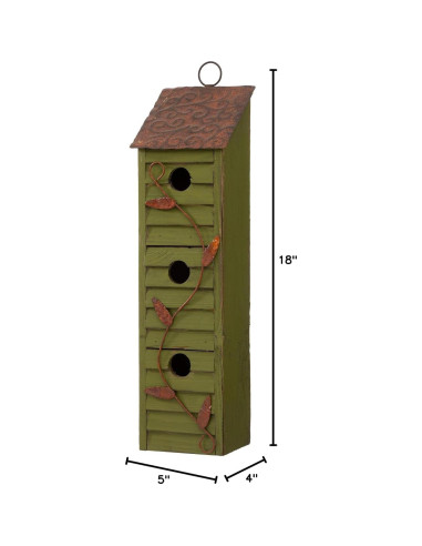 Casa de Aves Colgante Glitzhome Verde Envejecido 45.72cm