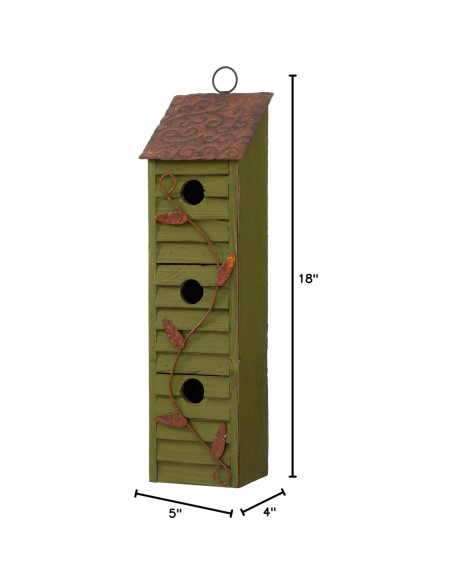 Casa de Aves Colgante Glitzhome Verde Envejecido 45.72cm