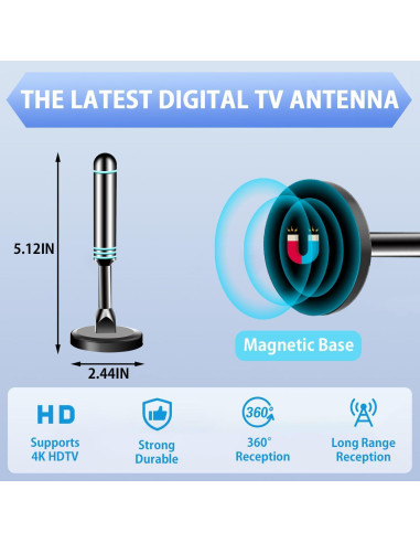 Antena Digital Interior ApexWaveTV AP011-2 4K HDTV 360