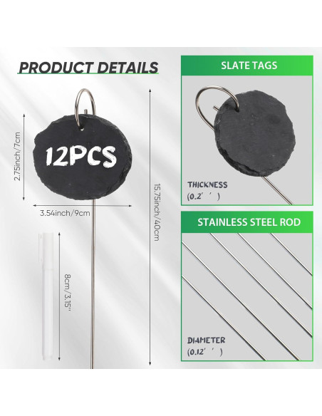 12 Etiquetas de Pizarra para Jardín Colingmill Ovaladas 12 Etiquetas de Pizarra para Jardín Colingmill Ovaladas