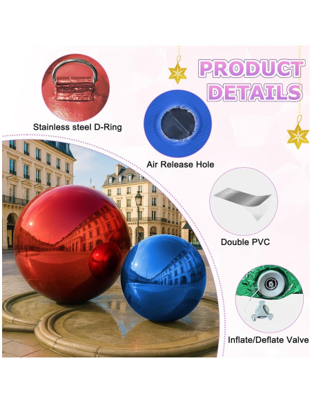 Conjunto de 6 Bolas de Espejo Inflables VEBESYET con Bomba Eléctrica Conjunto de 6 Bolas de Espejo Inflables VEBESYET con Bomba Eléctrica