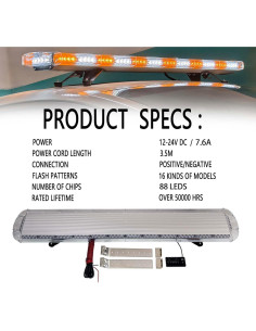 Barra de luces estroboscópicas LED VAGMI 119.4 cm ámbar y blanca 2