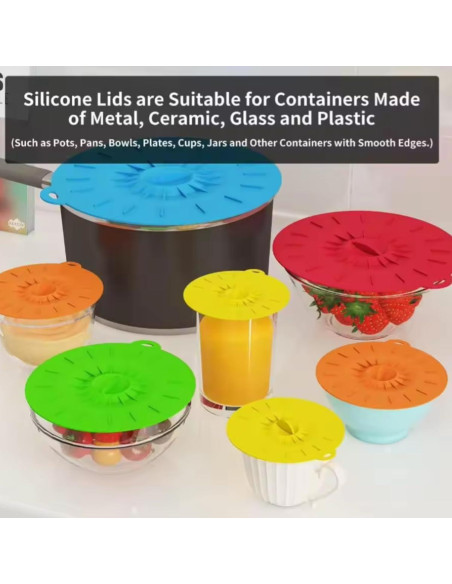 Tapas de Silicona Universales KIMCEN HOME - 5 Piezas 10-30 cm