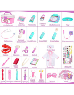 Kit de Doctor para Niños Gifts2U 42 Piezas Rosa 3-6 Años 2