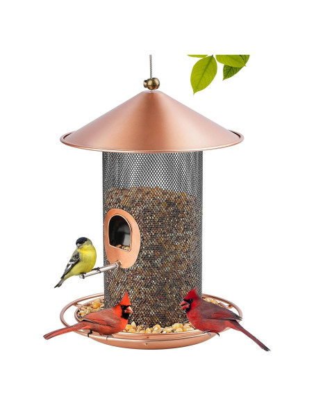 Comedero Colgante para Aves Samhe de Metal 1.36 kg Bronce