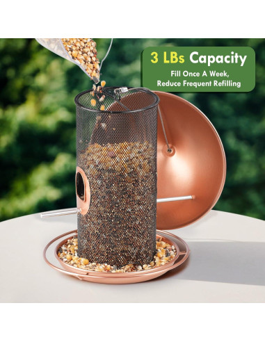 Comedero Colgante para Aves Samhe de Metal 1.36 kg Bronce