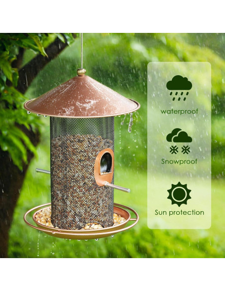 Comedero Colgante para Aves Samhe de Metal 1.36 kg Bronce