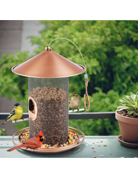 Comedero Colgante para Aves Samhe de Metal 1.36 kg Bronce