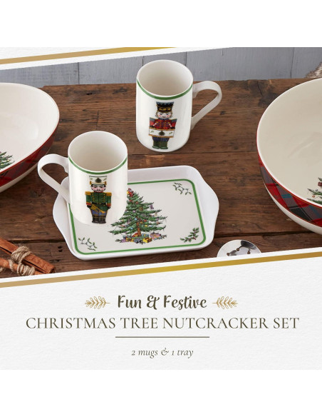 Juego de Taza y Bandeja Navideña Spode - 3 Piezas 10oz