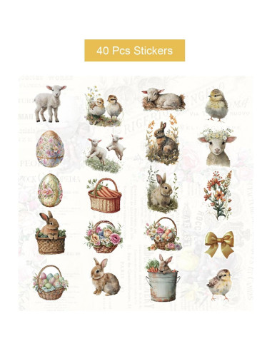 Conjunto de Papel de Patrón de Pascua Sorkwo 24 Hojas 15.24 cm