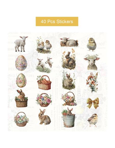 Conjunto de Papel de Patrón de Pascua Sorkwo 24 Hojas 15.24 cm