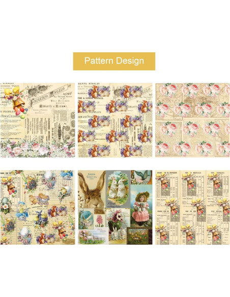 Conjunto de Papel de Patrón de Pascua Sorkwo 24 Hojas 15.24 cm
