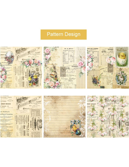 Conjunto de Papel de Patrón de Pascua Sorkwo 24 Hojas 15.24 cm