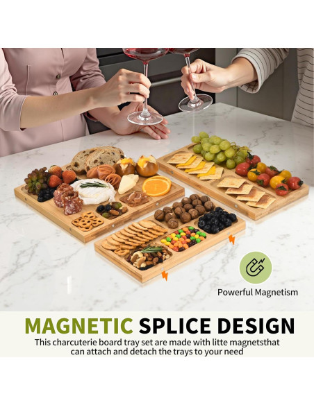 Tabla de Charcutería GLOKUUCA 3 en 1 de Bambú Extra Grande