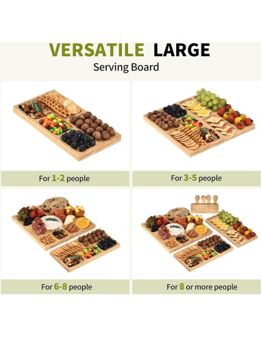 Tabla de Charcutería GLOKUUCA 3 en 1 de Bambú Extra Grande