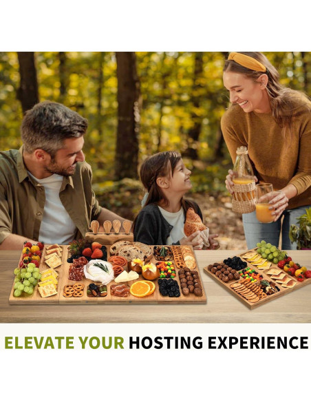 Tabla de Charcutería GLOKUUCA 3 en 1 de Bambú Extra Grande