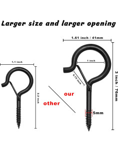 Ganchos de Techo Ansxiy 10 PCS 7.62 cm Negro Resistente 2