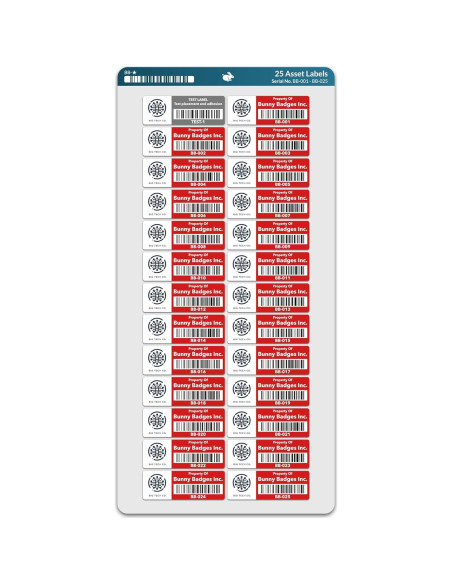 Etiquetas de Activos Personalizadas Bunny Badges 5.08x1.78cm