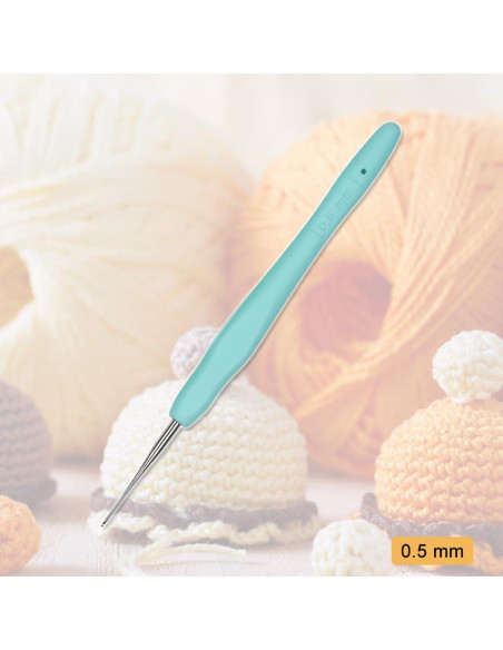 Gancho de Crochet QLRFFLJOY 0.5mm Aluminio Verde Azulado