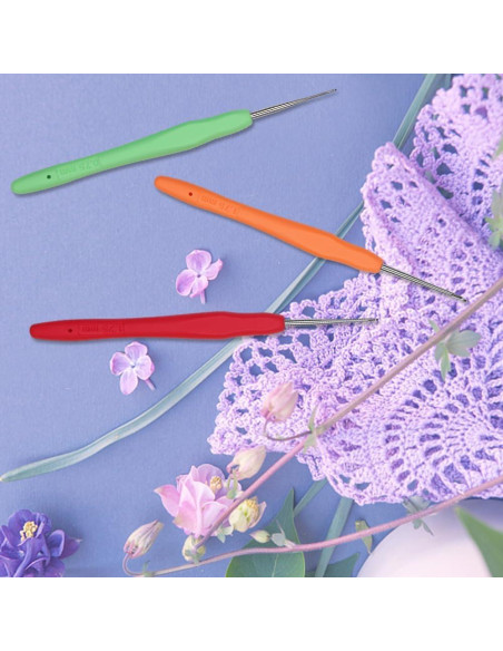 Gancho de Crochet QLRFFLJOY 0.5mm Aluminio Verde Azulado