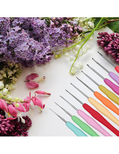 Gancho de Crochet QLRFFLJOY 0.5mm Aluminio Verde Azulado